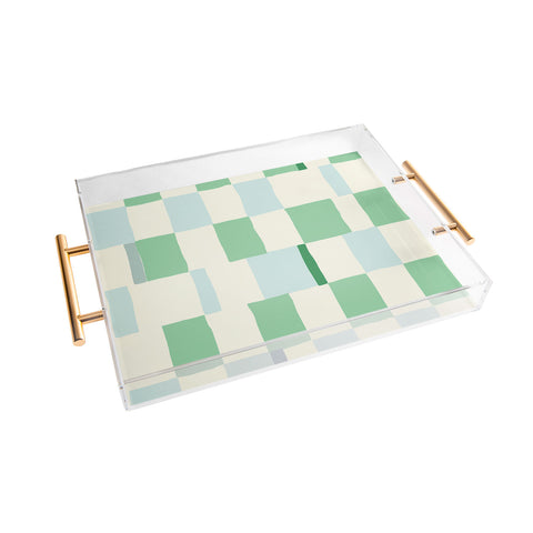 DESIGN dannick Summer check hand drawn mint Acrylic Tray