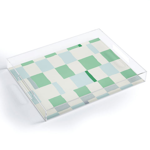 DESIGN d´annick Summer check hand drawn mint Acrylic Tray