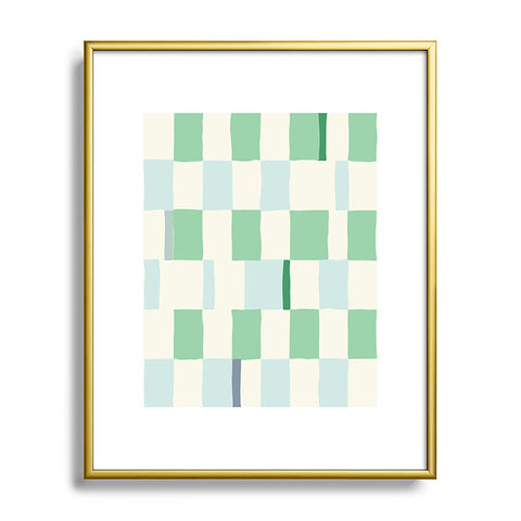 DESIGN dannick Summer check hand drawn mint Metal Framed Art Print