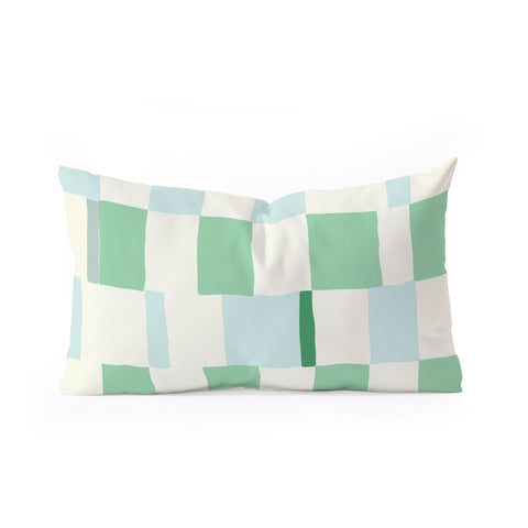 DESIGN dannick Summer check hand drawn mint Oblong Throw Pillow