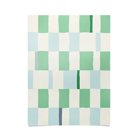 DESIGN dannick Summer check hand drawn mint Poster