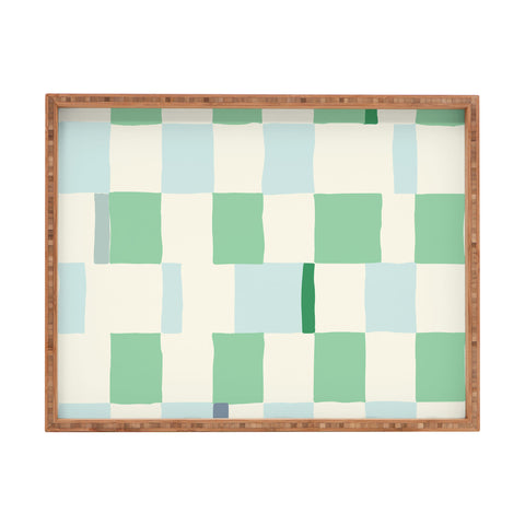 DESIGN dannick Summer check hand drawn mint Rectangular Tray