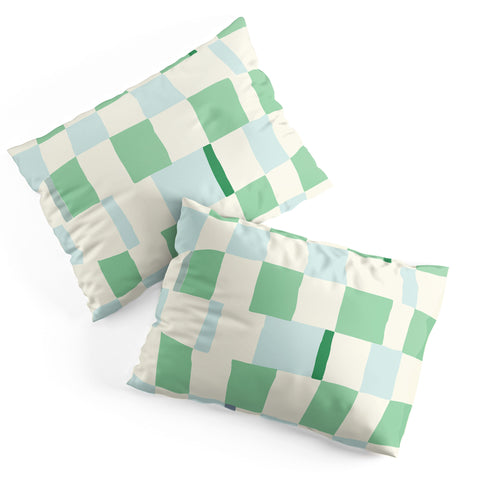 DESIGN dannick Summer check hand drawn mint Pillow Shams