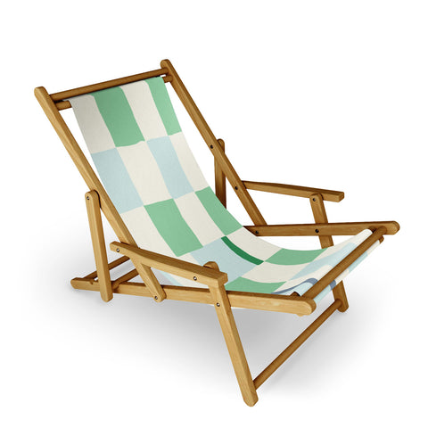 DESIGN d´annick Summer check hand drawn mint Sling Chair