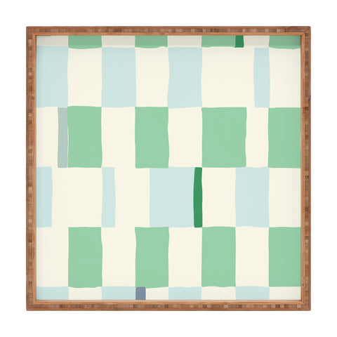 DESIGN d´annick Summer check hand drawn mint Square Tray