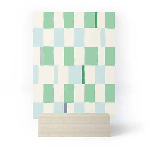 DESIGN dannick Summer check hand drawn mint Mini Art Print
