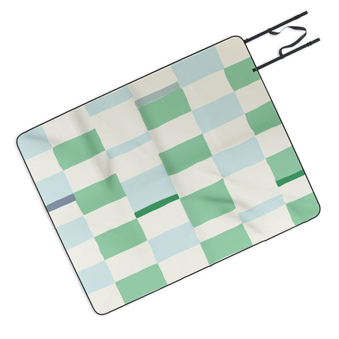 DESIGN dannick Summer check hand drawn mint Picnic Blanket