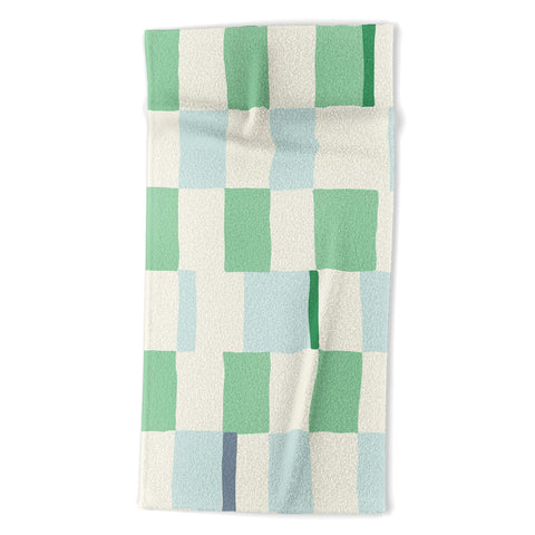 DESIGN dannick Summer check hand drawn mint Beach Towel