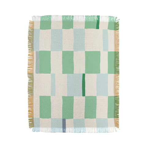 DESIGN d´annick Summer check hand drawn mint Throw Blanket
