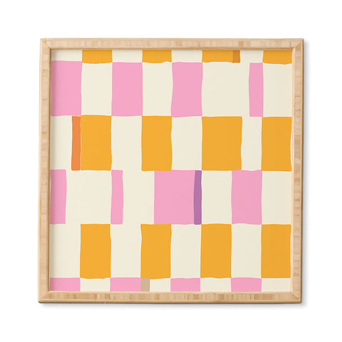 DESIGN dannick Summer check hand drawn orange Framed Wall Art