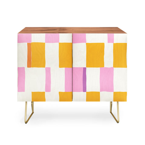 DESIGN dannick Summer check hand drawn orange Credenza
