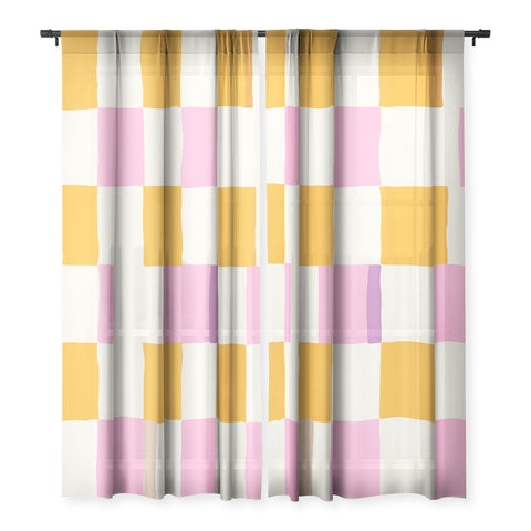 DESIGN dannick Summer check hand drawn orange Sheer Non Repeat