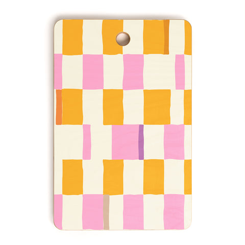 DESIGN dannick Summer check hand drawn orange Cutting Board Rectangle