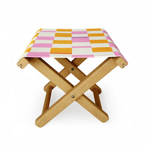 DESIGN dannick Summer check hand drawn orange Folding Stool