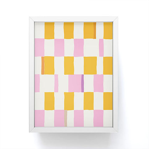 DESIGN dannick Summer check hand drawn orange Framed Mini Art Print