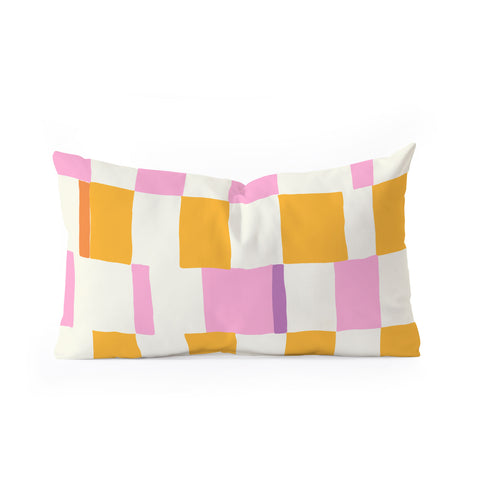 DESIGN dannick Summer check hand drawn orange Oblong Throw Pillow