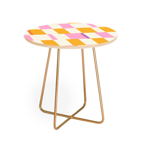 DESIGN d´annick Summer check hand drawn orange Round Side Table