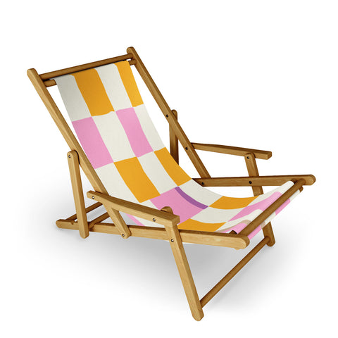 DESIGN d´annick Summer check hand drawn orange Sling Chair