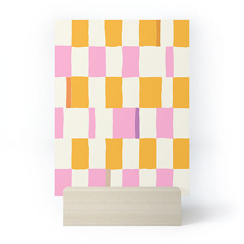 DESIGN dannick Summer check hand drawn orange Mini Art Print