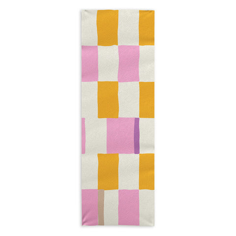 DESIGN dannick Summer check hand drawn orange Yoga Towel