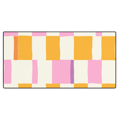 DESIGN dannick Summer check hand drawn orange Desk Mat