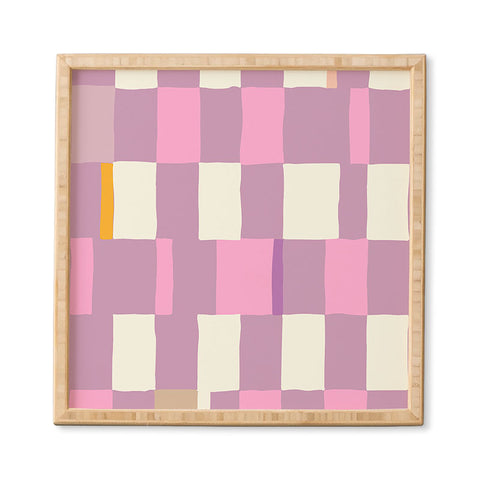 DESIGN dannick Summer check hand drawn purple Framed Wall Art