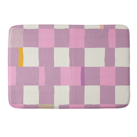 DESIGN dannick Summer check hand drawn purple Memory Foam Bath Mat