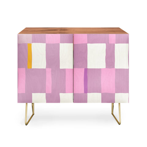 DESIGN dannick Summer check hand drawn purple Credenza