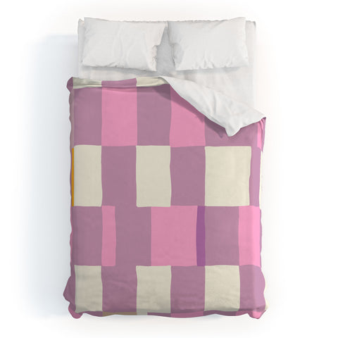 DESIGN dannick Summer check hand drawn purple Duvet Cover