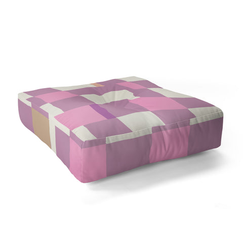 DESIGN dannick Summer check hand drawn purple Floor Pillow Square