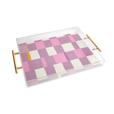 DESIGN dannick Summer check hand drawn purple Acrylic Tray