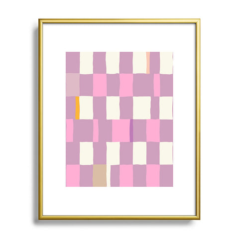 DESIGN dannick Summer check hand drawn purple Metal Framed Art Print