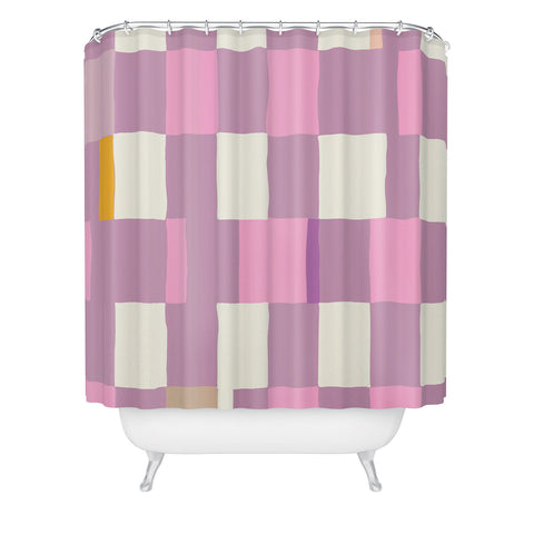 DESIGN d´annick Summer check hand drawn purple Shower Curtain
