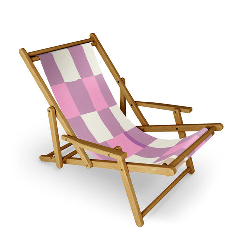 DESIGN d´annick Summer check hand drawn purple Sling Chair