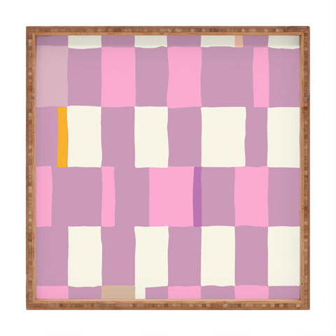 DESIGN d´annick Summer check hand drawn purple Square Tray