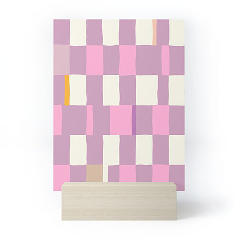 DESIGN dannick Summer check hand drawn purple Mini Art Print