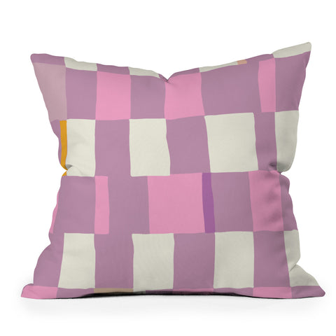 DESIGN dannick Summer check hand drawn purple Throw Pillow