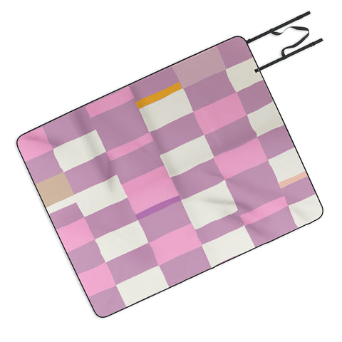 DESIGN dannick Summer check hand drawn purple Picnic Blanket