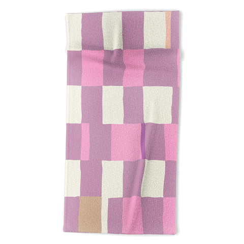 DESIGN d´annick Summer check hand drawn purple Beach Towel