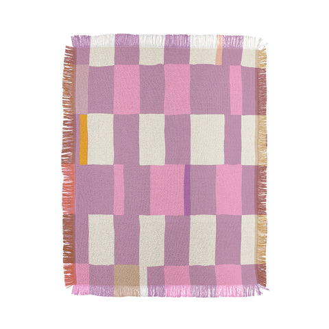 DESIGN dannick Summer check hand drawn purple Throw Blanket