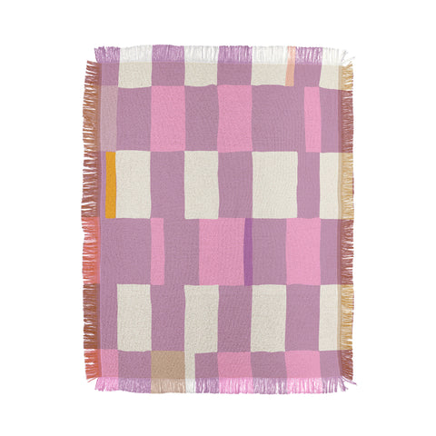 DESIGN d´annick Summer check hand drawn purple Throw Blanket