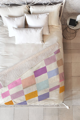 DESIGN dannick Summer check hand drawn Fleece Throw Blanket