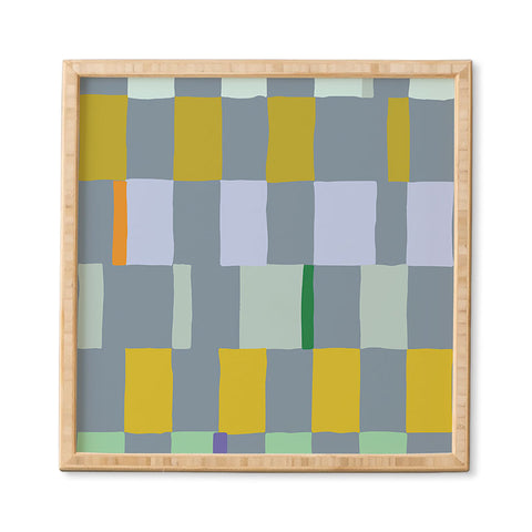 DESIGN dannick Summer check hand drawn teal Framed Wall Art