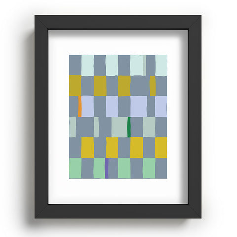 DESIGN dannick Summer check hand drawn teal Recessed Framing Rectangle
