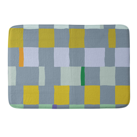 DESIGN dannick Summer check hand drawn teal Memory Foam Bath Mat