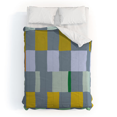 DESIGN dannick Summer check hand drawn teal Comforter