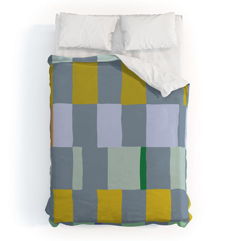 DESIGN dannick Summer check hand drawn teal Duvet Cover