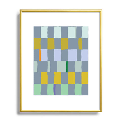 DESIGN dannick Summer check hand drawn teal Metal Framed Art Print