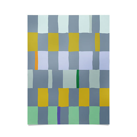 DESIGN dannick Summer check hand drawn teal Poster