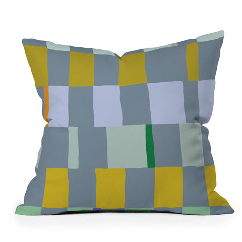 DESIGN dannick Summer check hand drawn teal Throw Pillow